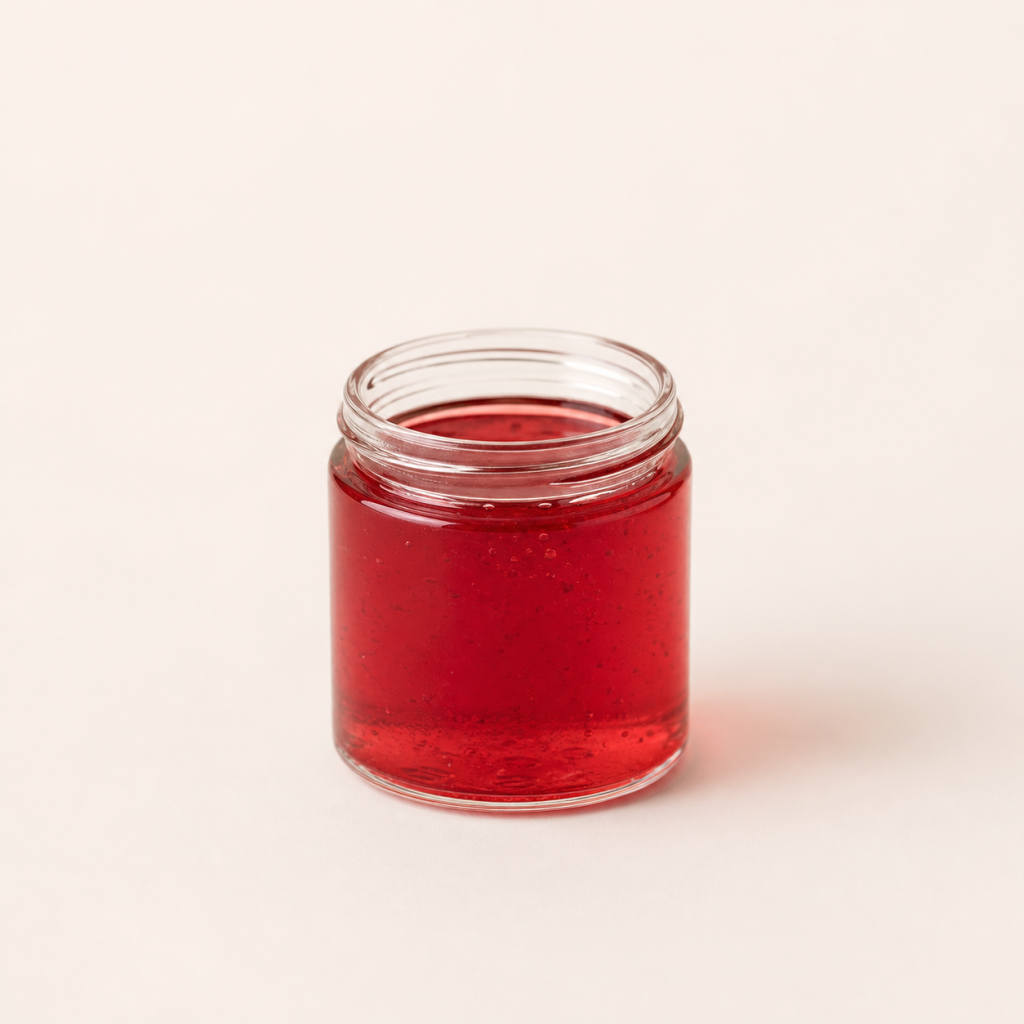 Malvasia wine jelly with Butul rose – realistic studio photography