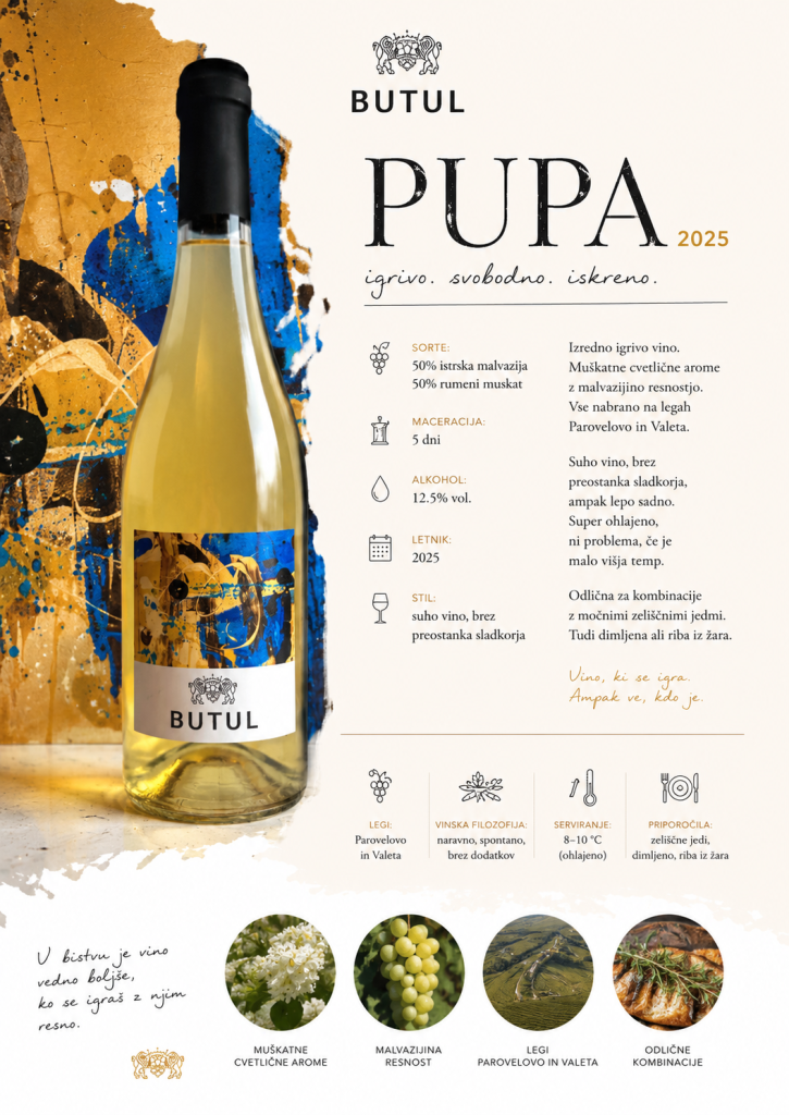 Pupa 2025 – suho belo macerirano vino - slika 3